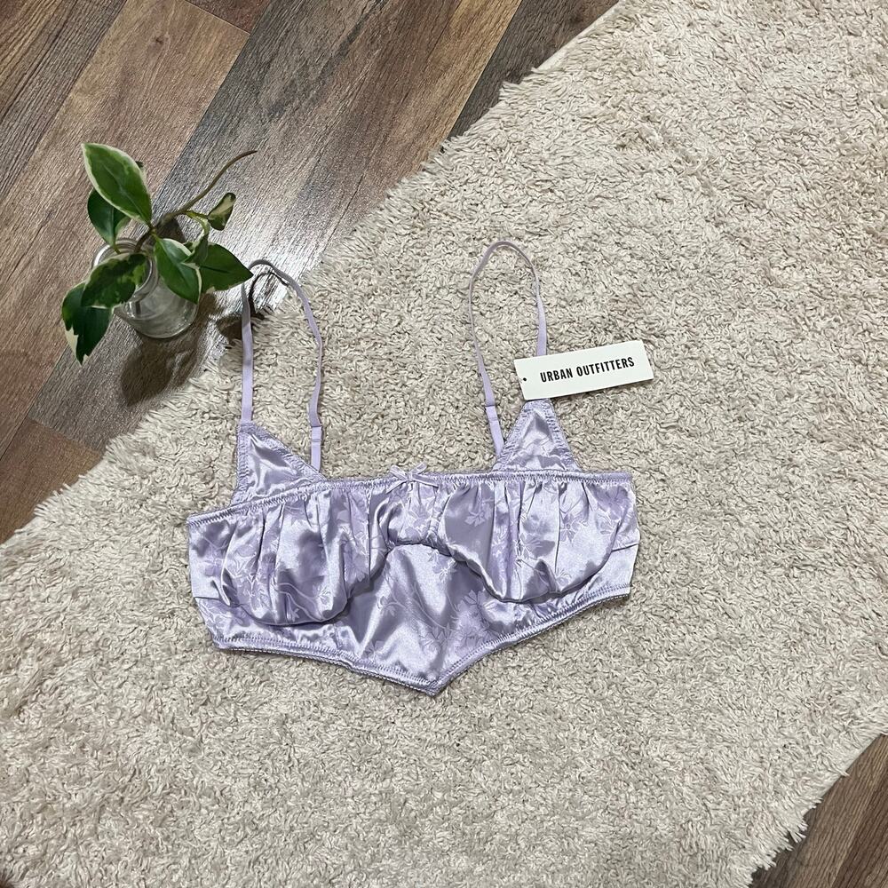 Urban Outfitters Out From Under Retro Maria Satin Jacquard Ruched Bralette NWT